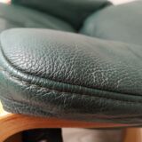 Mid - century leather armchair with footrest with relax function from himolla