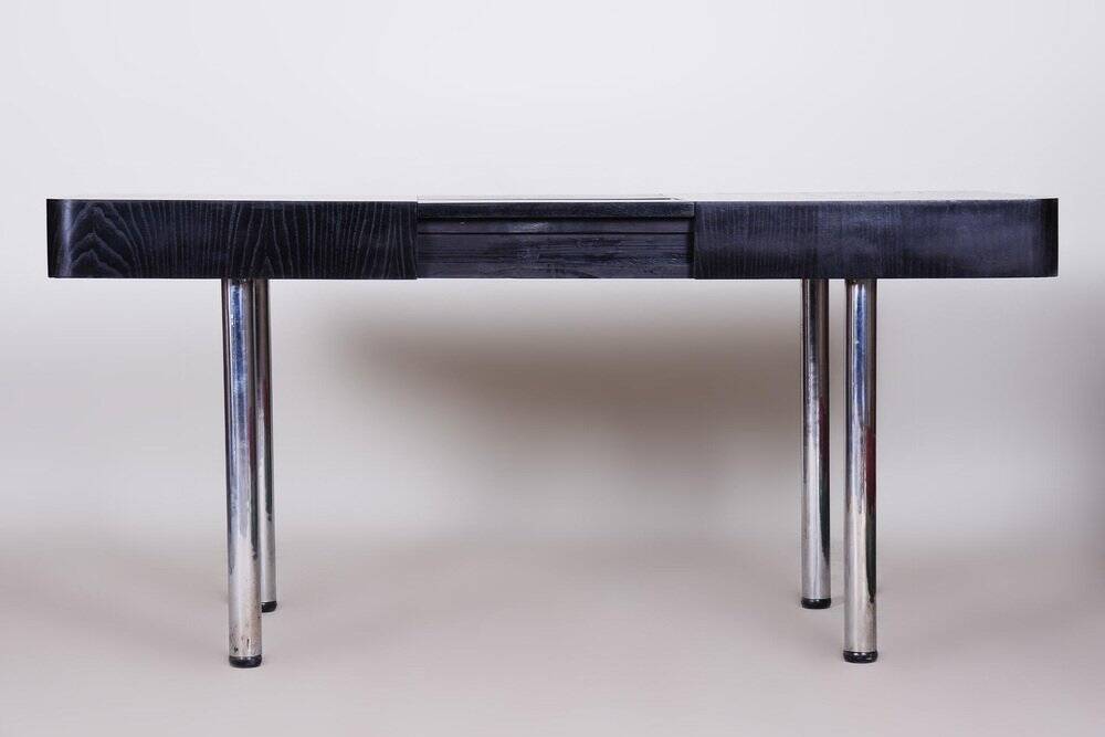 Czech Bauhaus Extendable Dining Table in Oak Veneer, 1930s