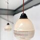 Set of 2 beige with gold colored ceiling lamps, 1960s