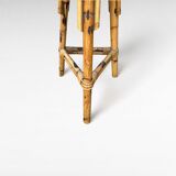 Bamboo and rattan tiki cocktail bar with stools, set of 3, 1960s