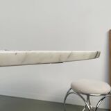 60s marble table with chrome cross base