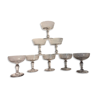 Baccarat and Meisenthal cut glasses 8p.