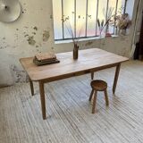 Beech and pine farmhouse table with spindle legs 170 cm