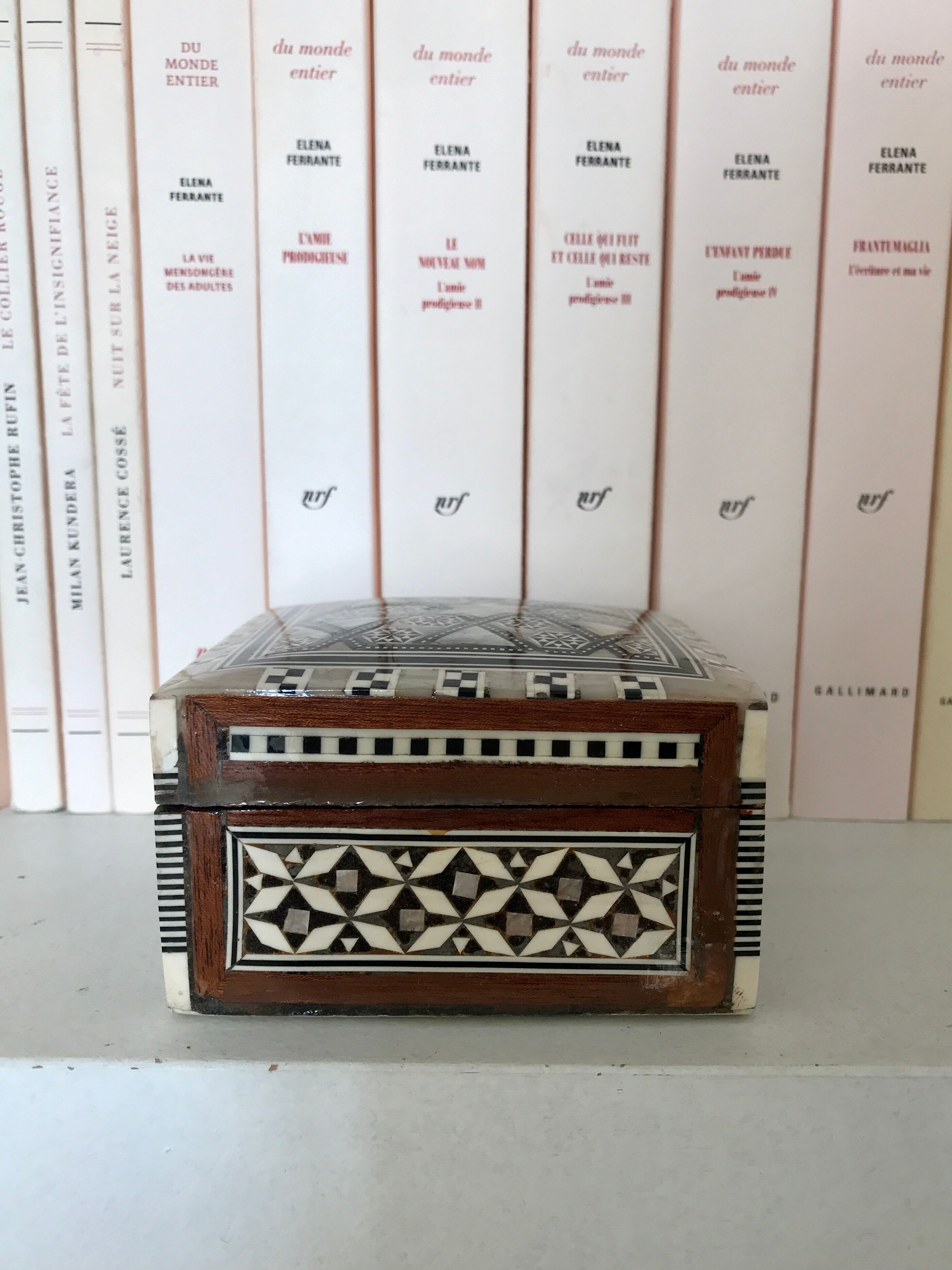Oriental mother-of-pearl and wood box