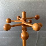 1960s Scandinavian design pine wood free standing coat rack