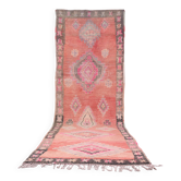 Tapis couloir marocain vintage rose 120 x 396 cm - Tapis en laine berbère fait main