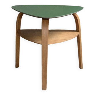 Table basse tripode Hugues Steiner bow wood double plateau