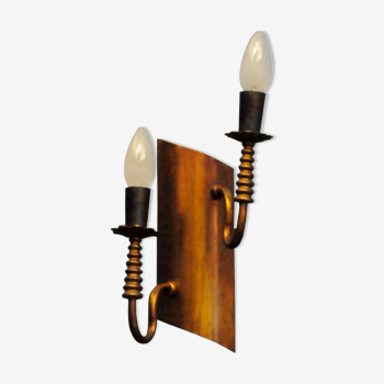 Two-arm copper wall lamp