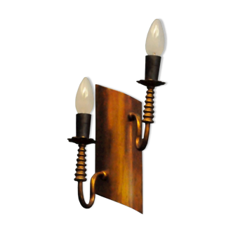 Two-arm copper wall lamp