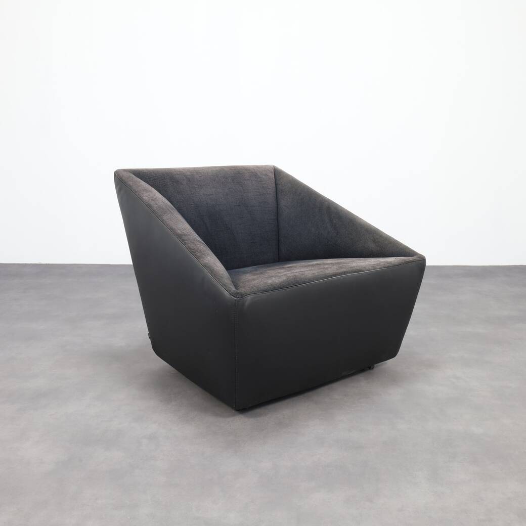 Postmodern Leather Armchair on Wheels by Cor