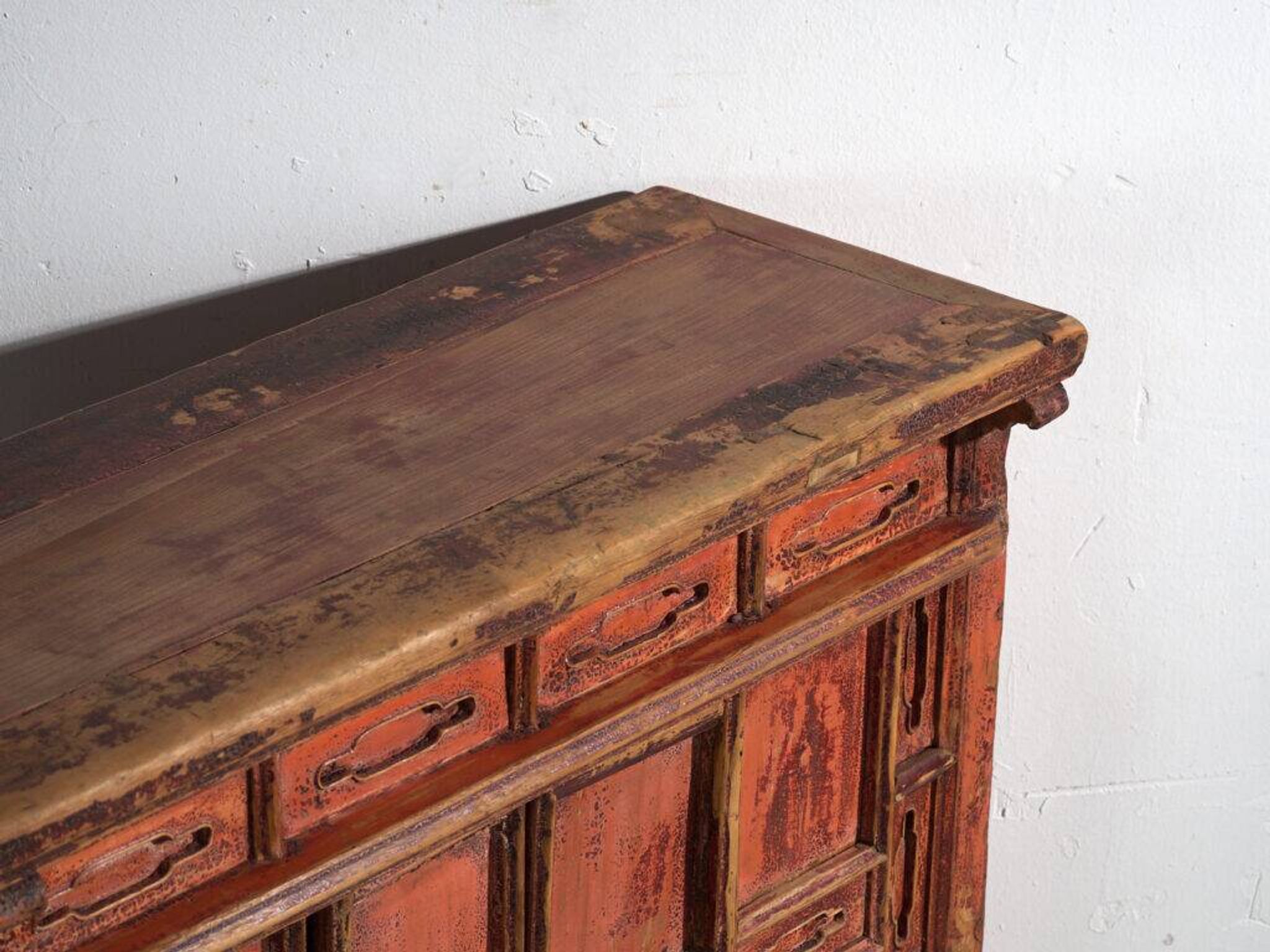 Shanxi buffet in original red paint with four drawers – China, circa 1930