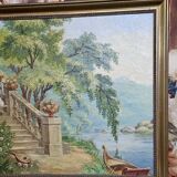 Oil painting depicting a romantic scene.