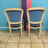 Pair of blue velvet Louis XV chairs