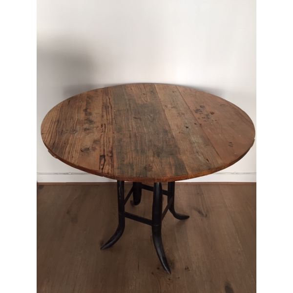 Round Wood Wrought Iron Dining Table Selency Round Wood Wrought Iron Dining Table, Wrought Iron Round Dining Table