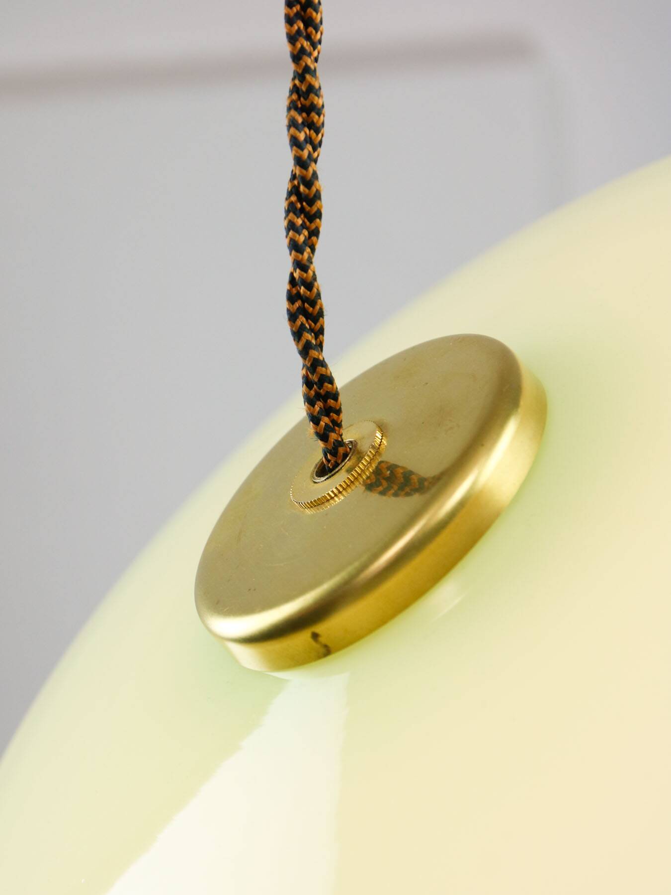 Mid-Century Italian Brass and Green Glass Pendant Lamp