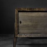 Buffet scandinave en frêne avec poignées en métal mat, style Mid-Century Modern, années 1960