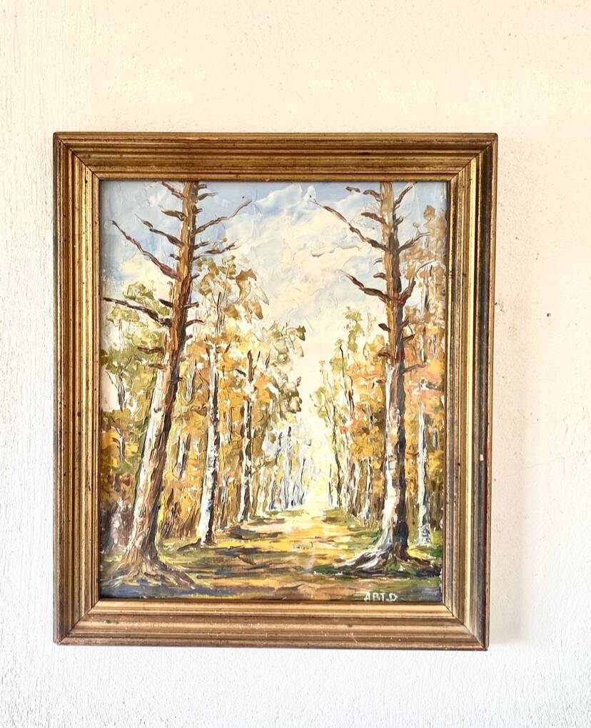 Oil on canvas, glazed wooden frame