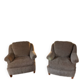 Pair of brown chenille velvet lounge chairs