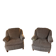 Pair of brown chenille velvet lounge chairs