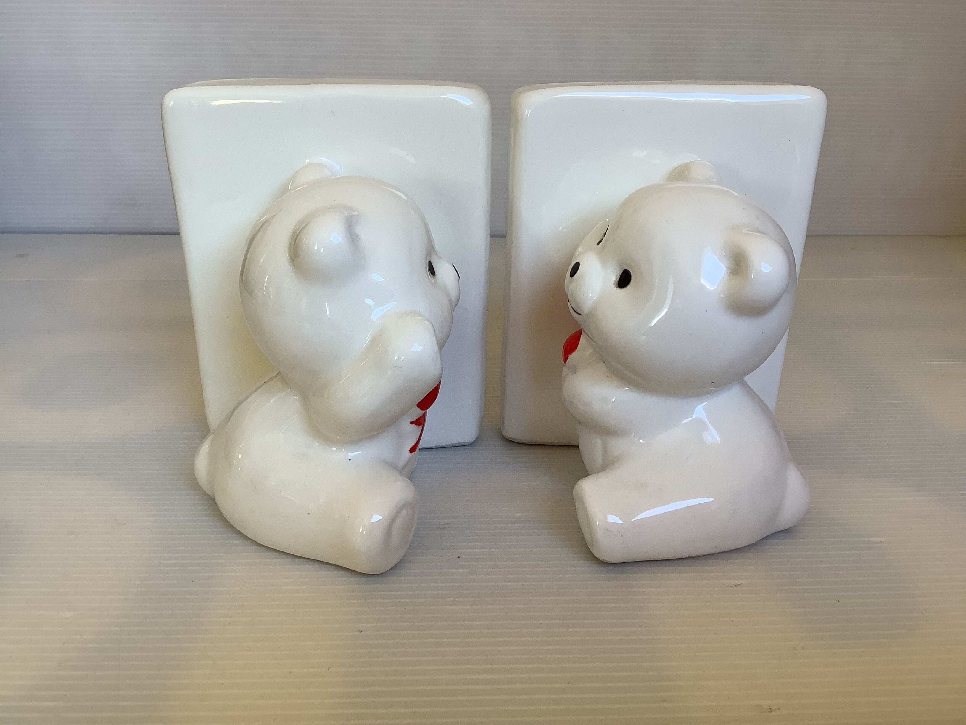 Paire de serre livres ours blancs