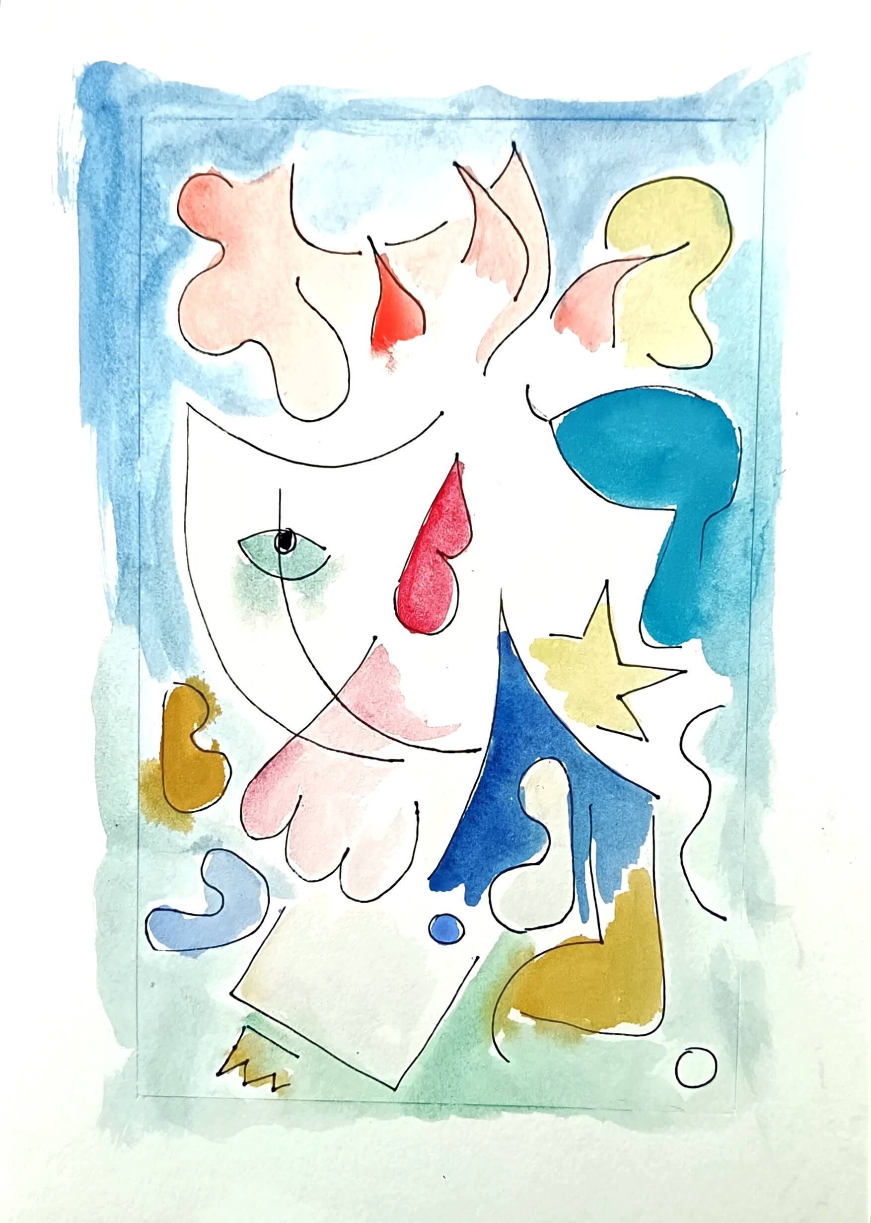 Original abstract painting – poetic composition – 24 x 34 cm