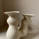 Organic-shaped vase in pyritic stoneware.