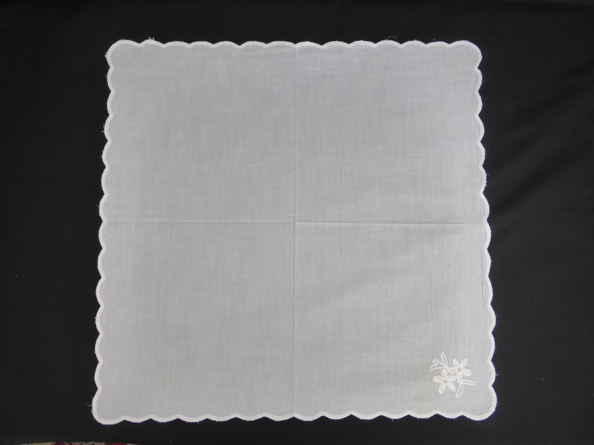 Nappe et 8 serviette en voile de coton brodé de fleurs au point de cornély-160x215cm