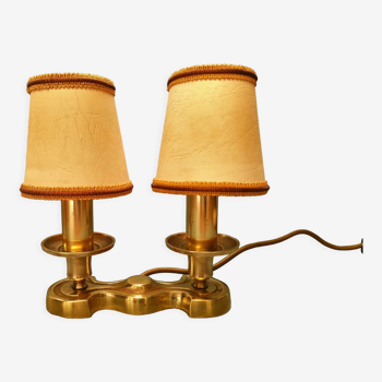 Table lamp with two fires on terrace - years 1950/60 - bronze