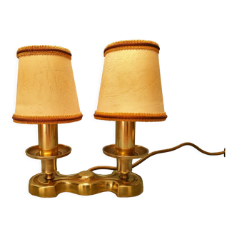 Lampe à poser composée de deux feux sur terrasse - années 1950/60 - bronze