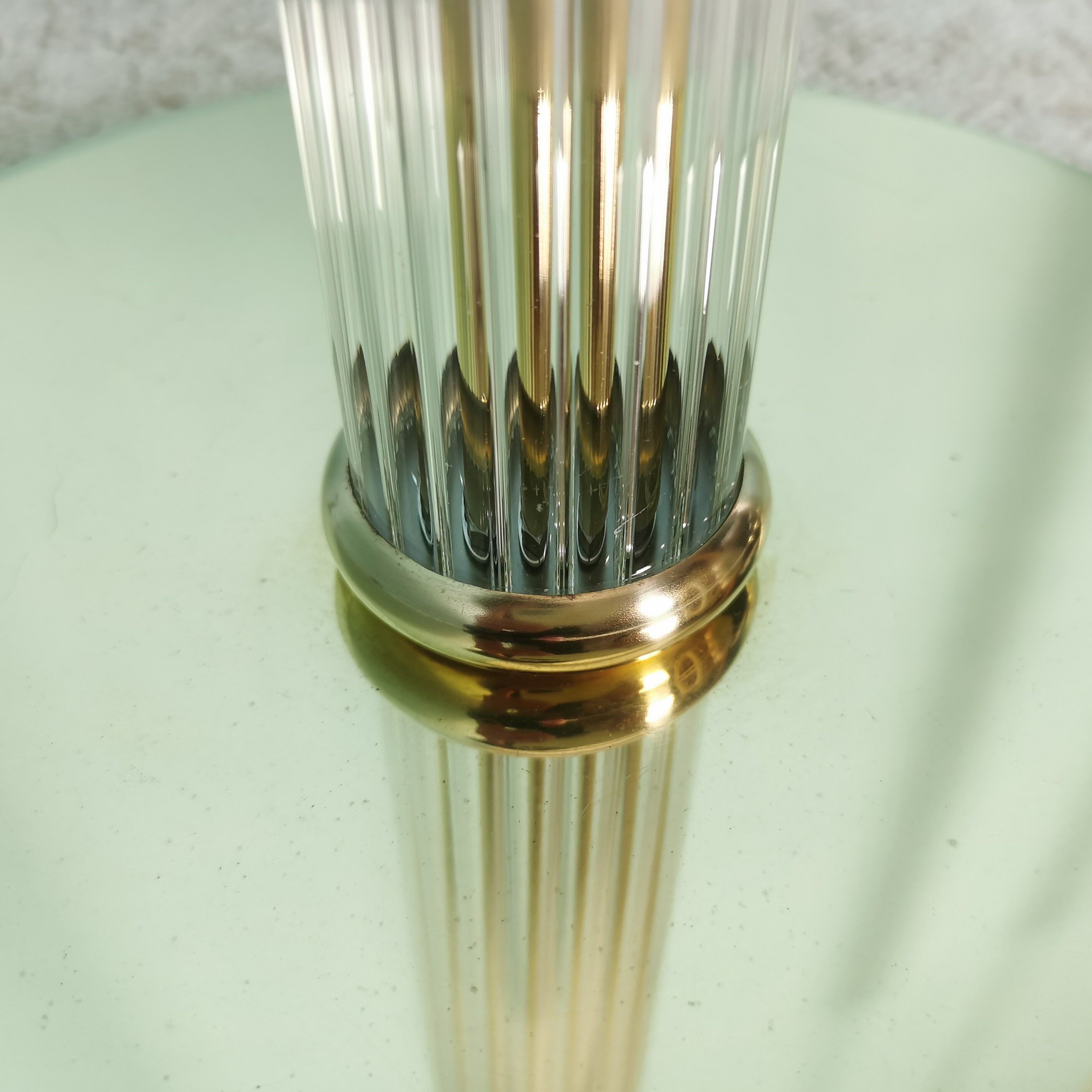 Lampadaire laiton et verre 80'