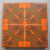 Dessous de plat ancien en faïence orange vintage