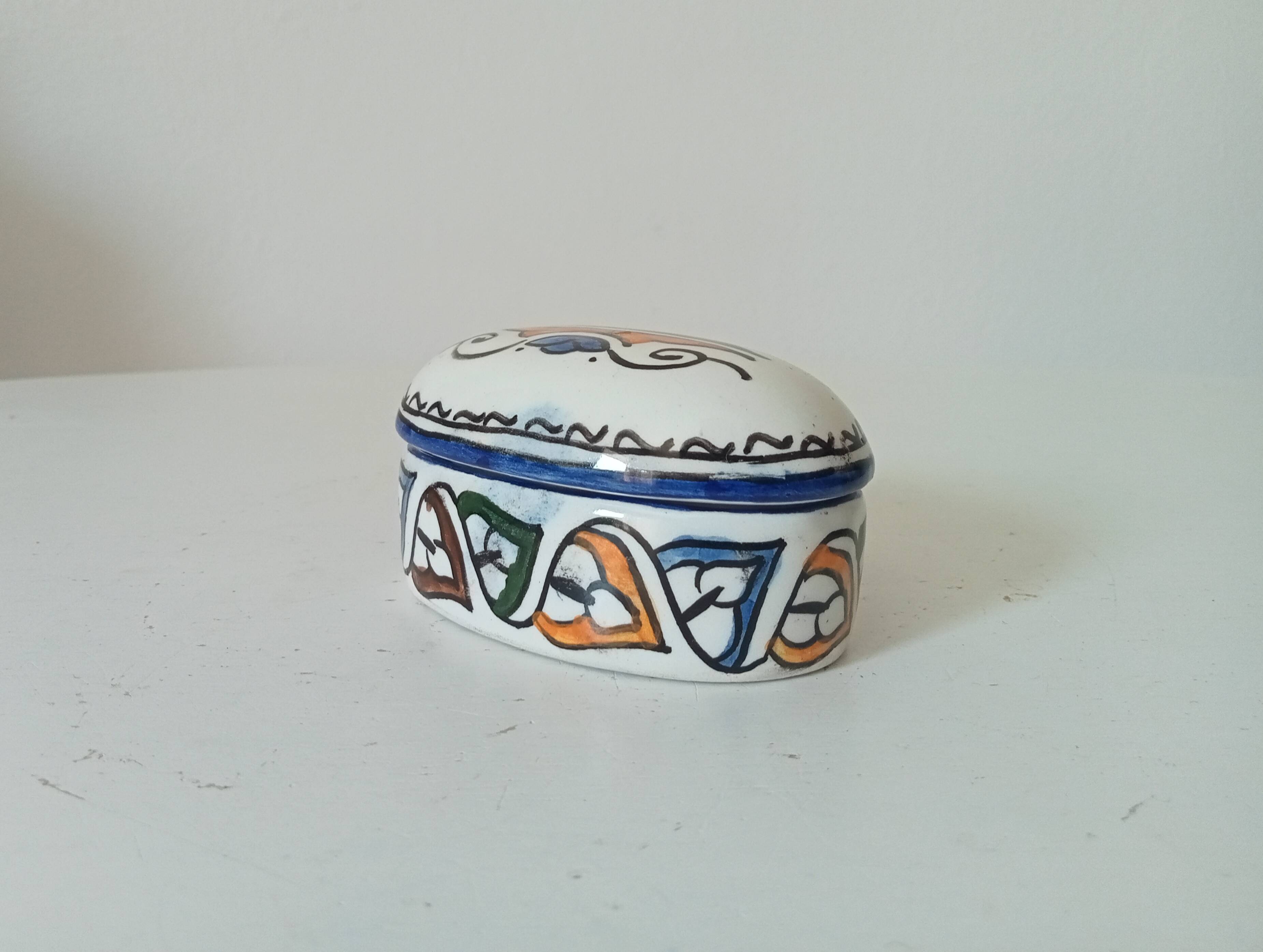 Vintage Moroccan porcelain candy box