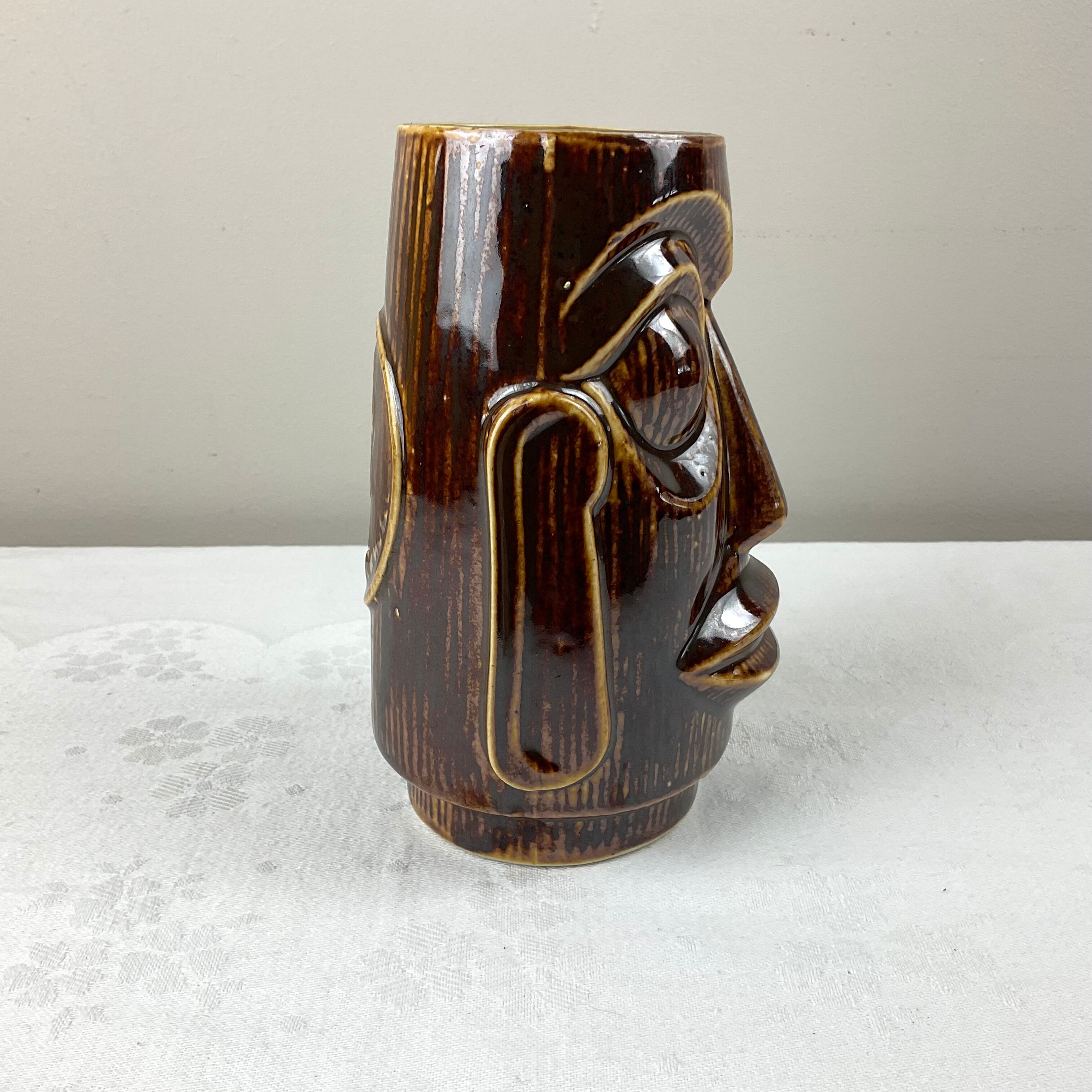 Small vintage ethnic face vase