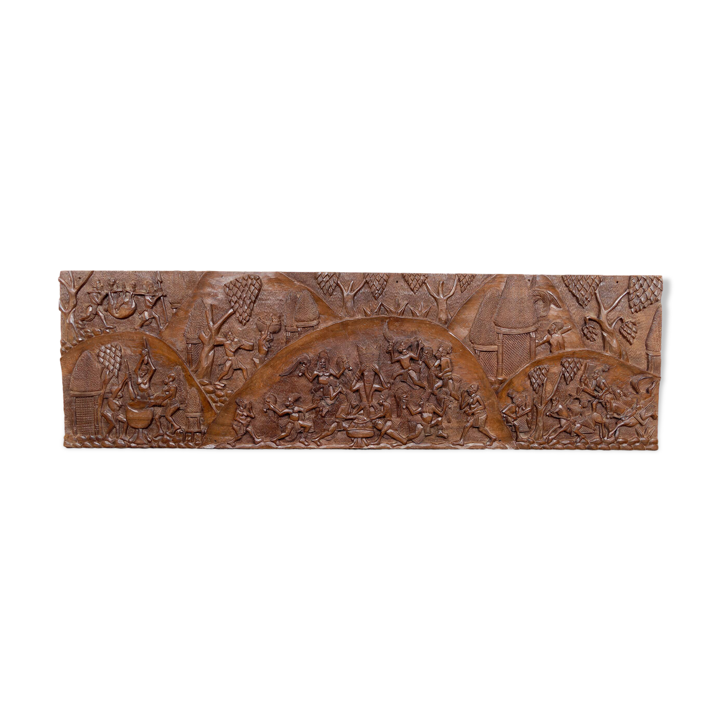 Important Monoxyle Panel, Bamoun Bas-Relief, Cameroon, Circa 1960