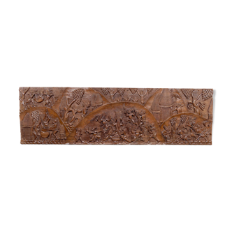 Important Monoxyle Panel, Bamoun Bas-Relief, Cameroon, Circa 1960