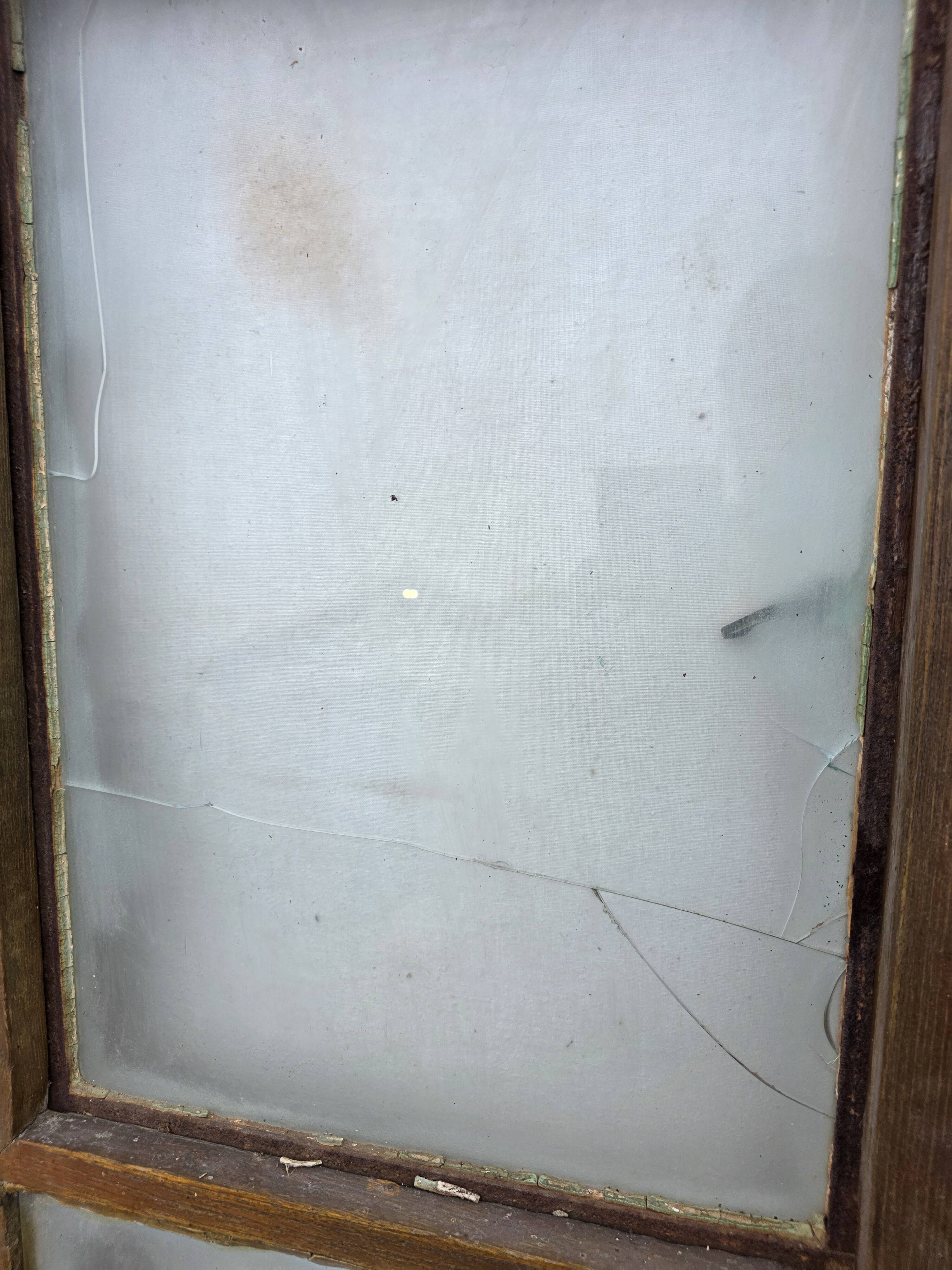 Old fir window with frame (one opening pane)