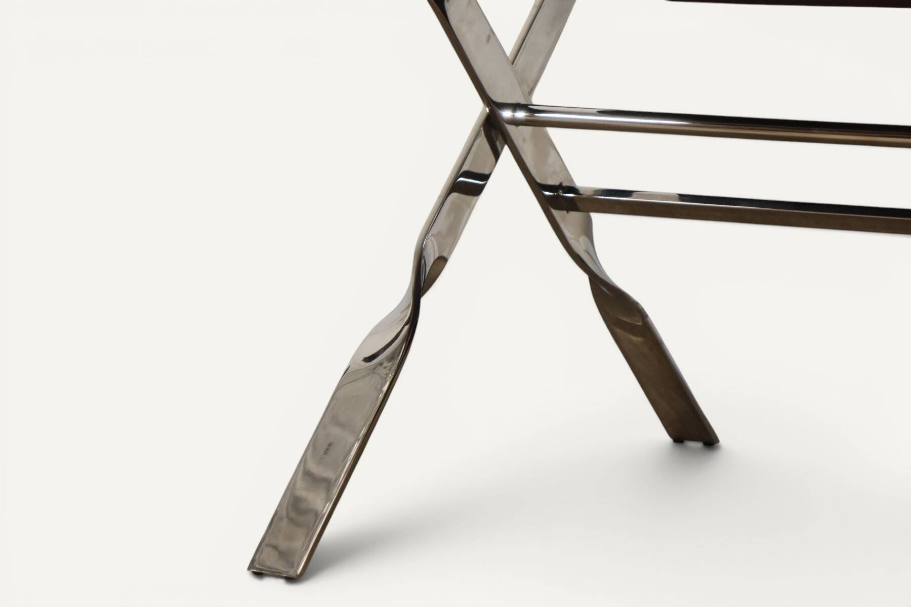 Pair of leather and chrome metal armchairs, Italy - 1970