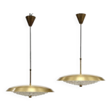 Brass & Glass Pendant Lamp by Carl Fagerlund for Orrefors, 1960s