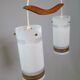 Suspension en teck et verre opalin du milieu du siècle, années 1960