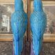 Rare pair of enamelled Chinese porcelain cockatoo parrots.