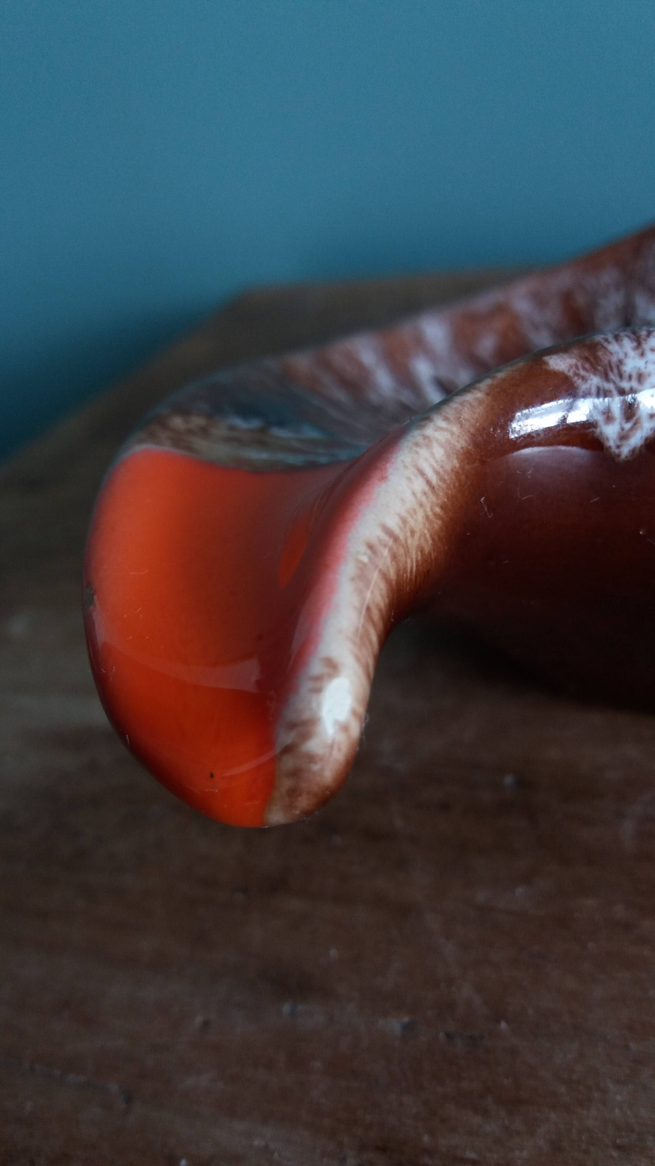 Flamed ceramic ashtray in Vallauris style from the 1970s.