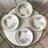 4 hollow plates Terre de Fer Company Ceramics model Thistle made in Holland late nineteenth