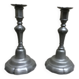 Pair of tin candle holders