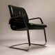 Black leather and chrome steel office chair, Italy 1990
