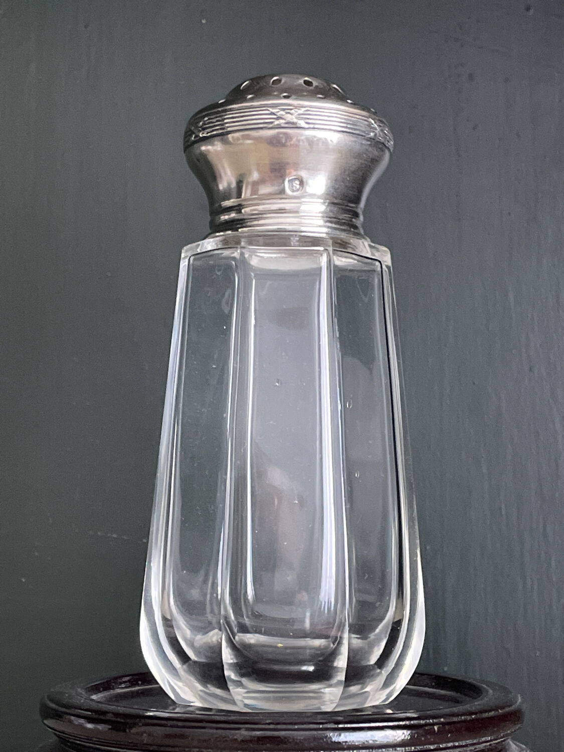 Crystal sugar sprinkler in solid silver