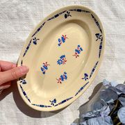 Vintage K&G Luneville "Flore" porcelain dish, 1950s, small blue flowers