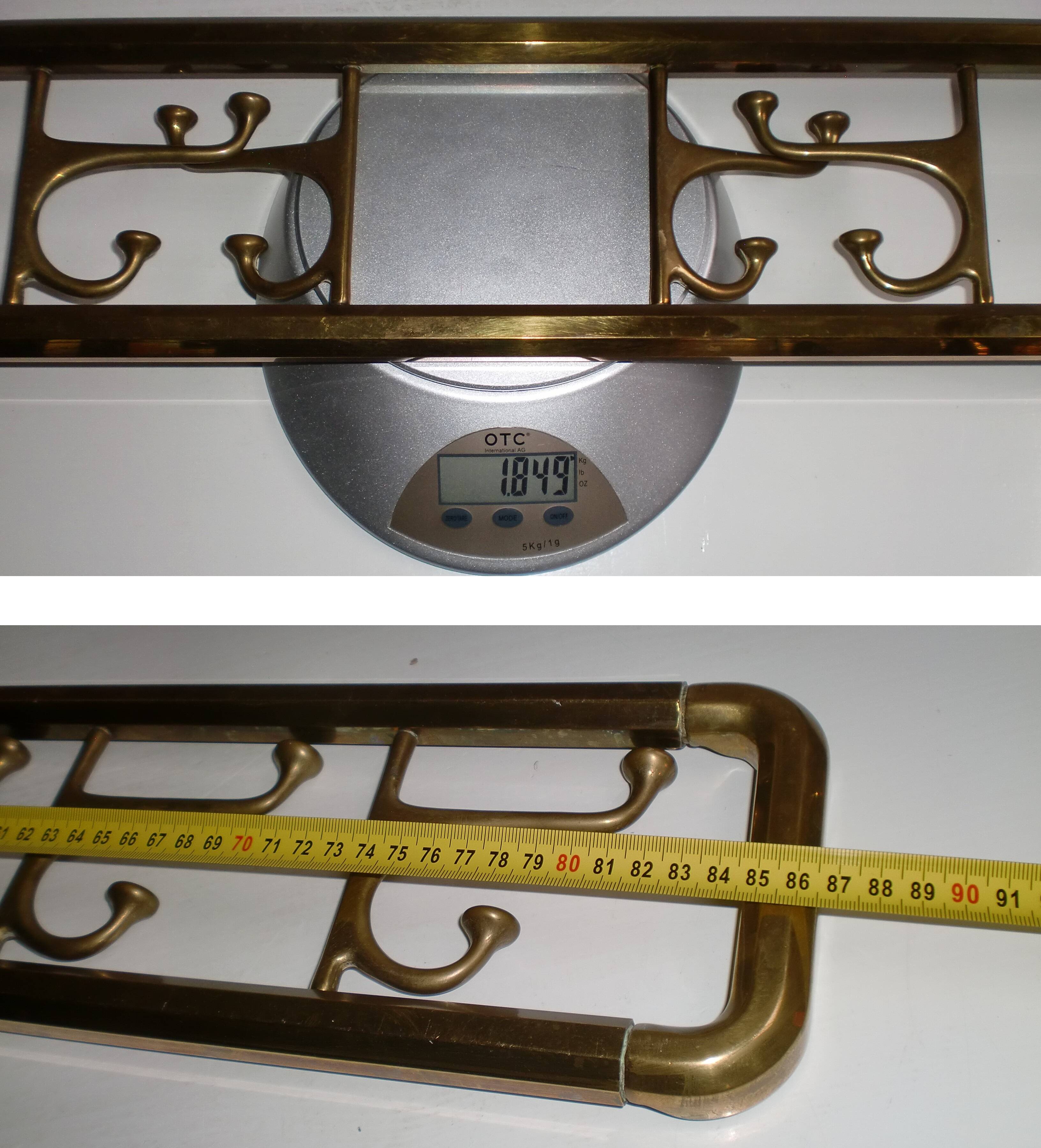 Vintage Art-Deco brass Wall Coat Rack France, 1940s