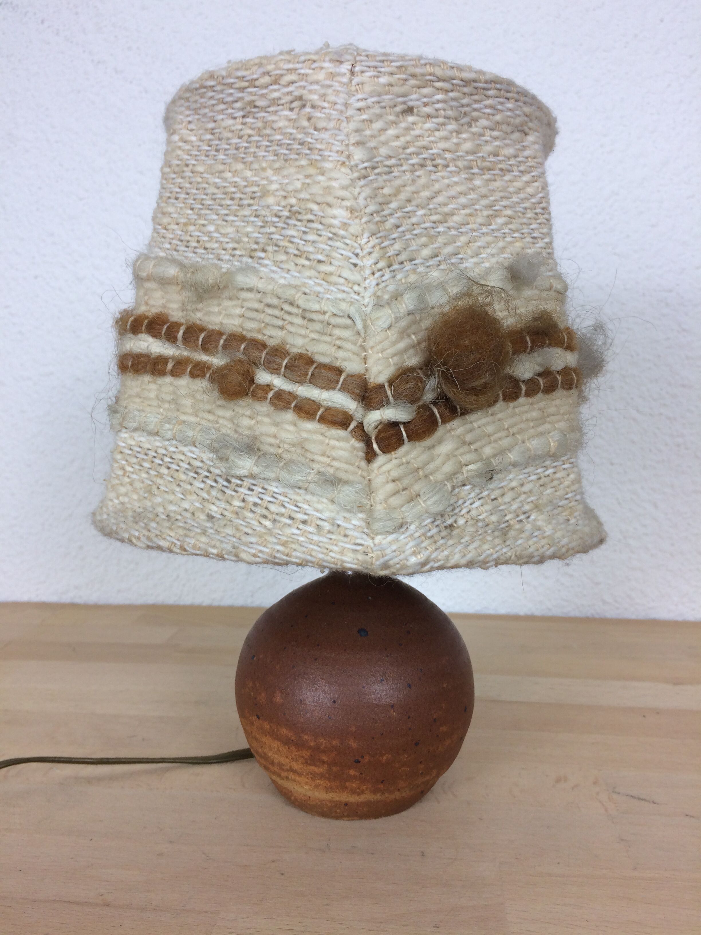 Sandstone ball lamp and wool day lampshade