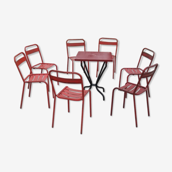 Set of 7 chairs and 1 table Tolix