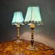 Paire de lampes chevet laiton et abat jour en satin 29x14